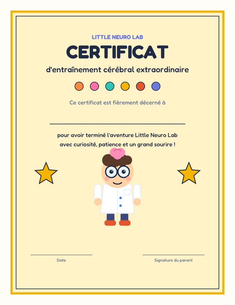 Certificat d’entraînement cérébral extraordinaire
