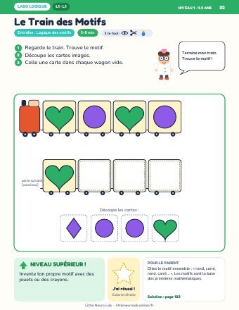 Page d’activité Le Train des Motifs de Little Neuro Lab