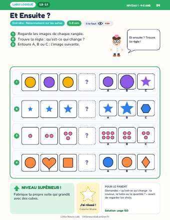 Page d’activité Et Ensuite ? de Little Neuro Lab