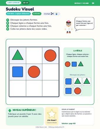 Page d’activité Sudoku Visuel de Little Neuro Lab