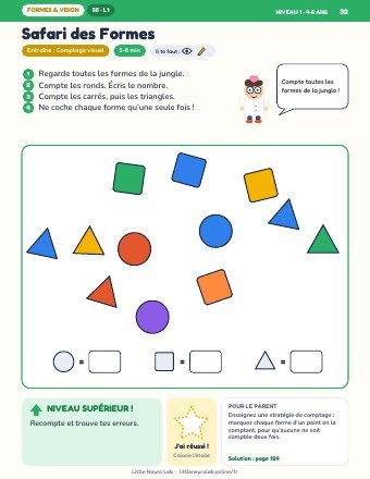 Page d’activité Safari des Formes de Little Neuro Lab