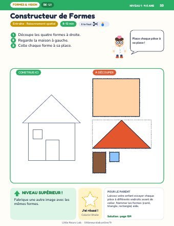 Page d’activité Constructeur de Formes de Little Neuro Lab