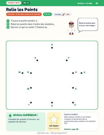 Page d’activité Relie les Points de Little Neuro Lab
