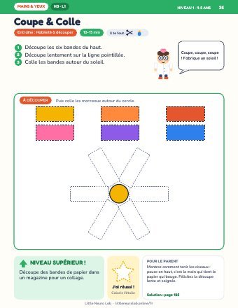 Page d’activité Coupe & Colle de Little Neuro Lab