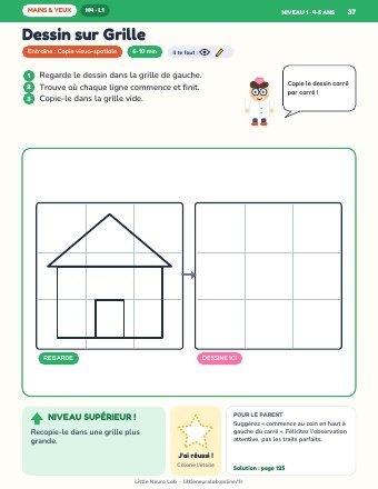 Page d’activité Dessin sur Grille de Little Neuro Lab