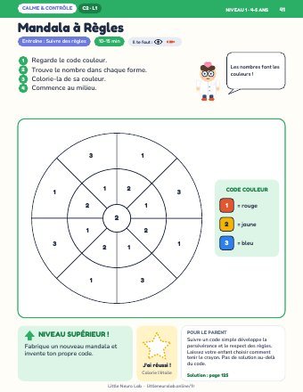 Page d’activité Mandala à Règles de Little Neuro Lab
